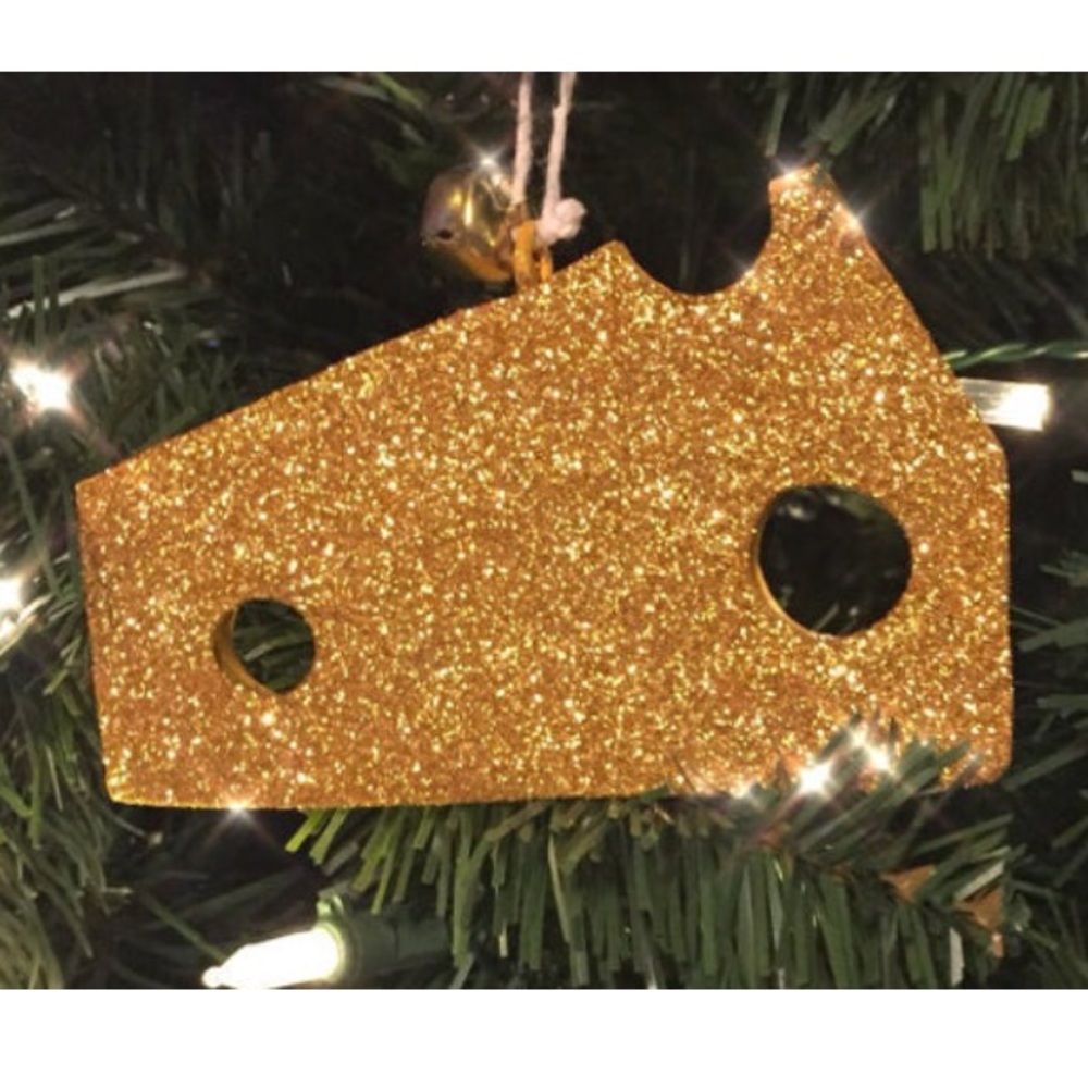 Handmade GLITTER CHEESE ORNAMENT GREEN BAY PACKERS